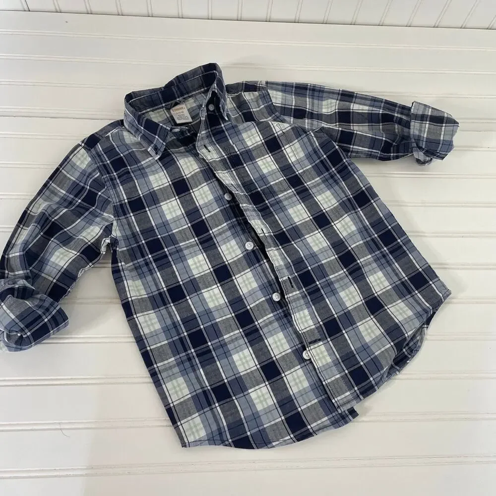 Gymboree Buffalo Plaid Long Sleeve Button Down Shirt Shorts & Pants SET Size 6